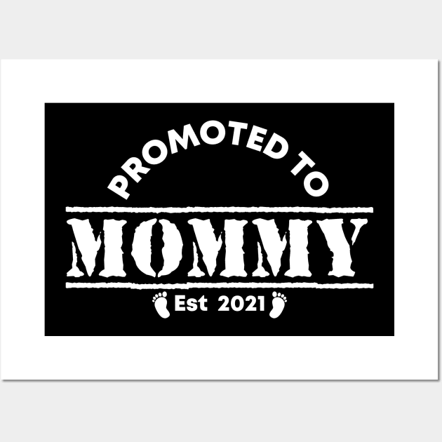 Vintage Promoted to Mommy 2021 new Mom gift mommy Wall Art by Abko90